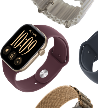 Apple Watch Series 11 Armbänder: Sportarmband Nebelviolett, Ocean Armband Maritimblau, Alpine Loop Hellblau